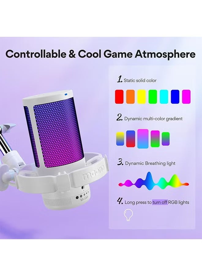 MAONO USB Gaming Microphone with Noise Cancellation, Computer PC Condenser Mic with RGB Light, Mute, Gain, Monitoring for Streaming, Podcast, YouTube, Twitch, Discord, PS5/4, GamerWave DGM20S - Image 4